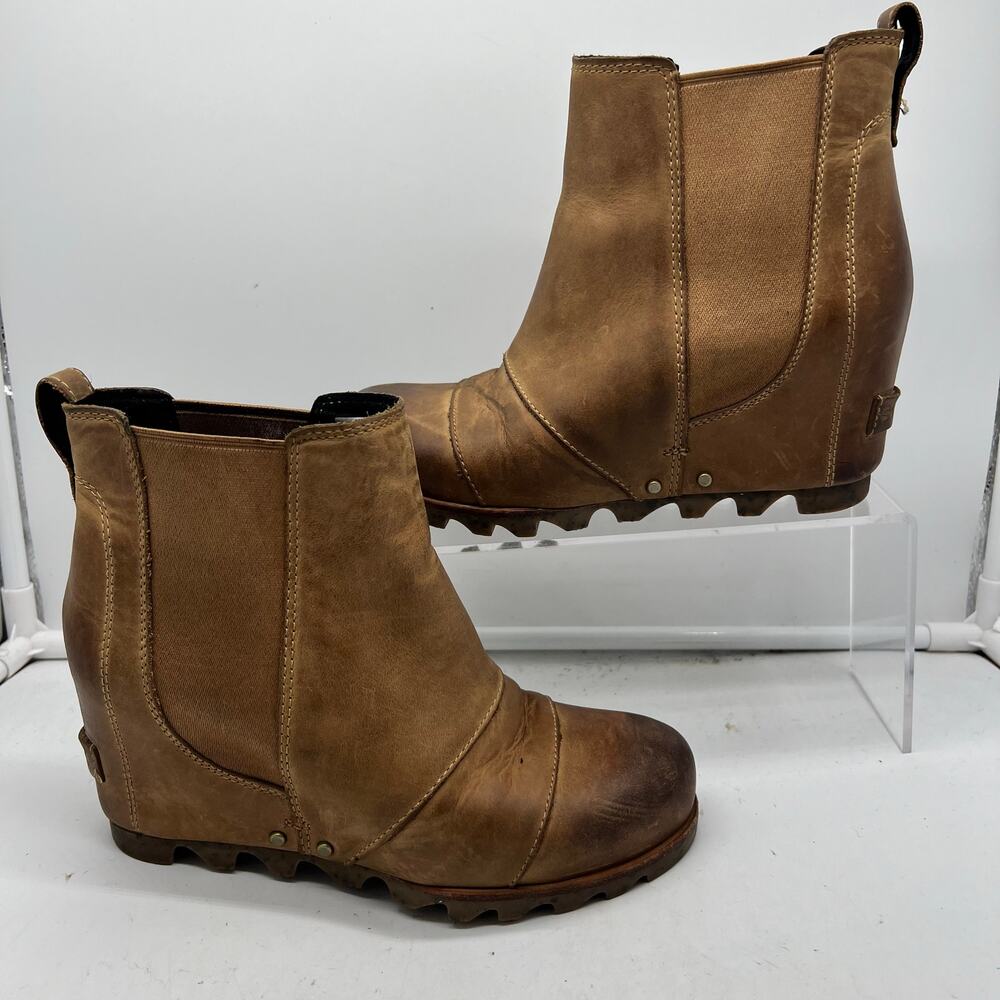 Sorel Boots Womens 6.5 Brown Leather Wedge Ankle Bootie